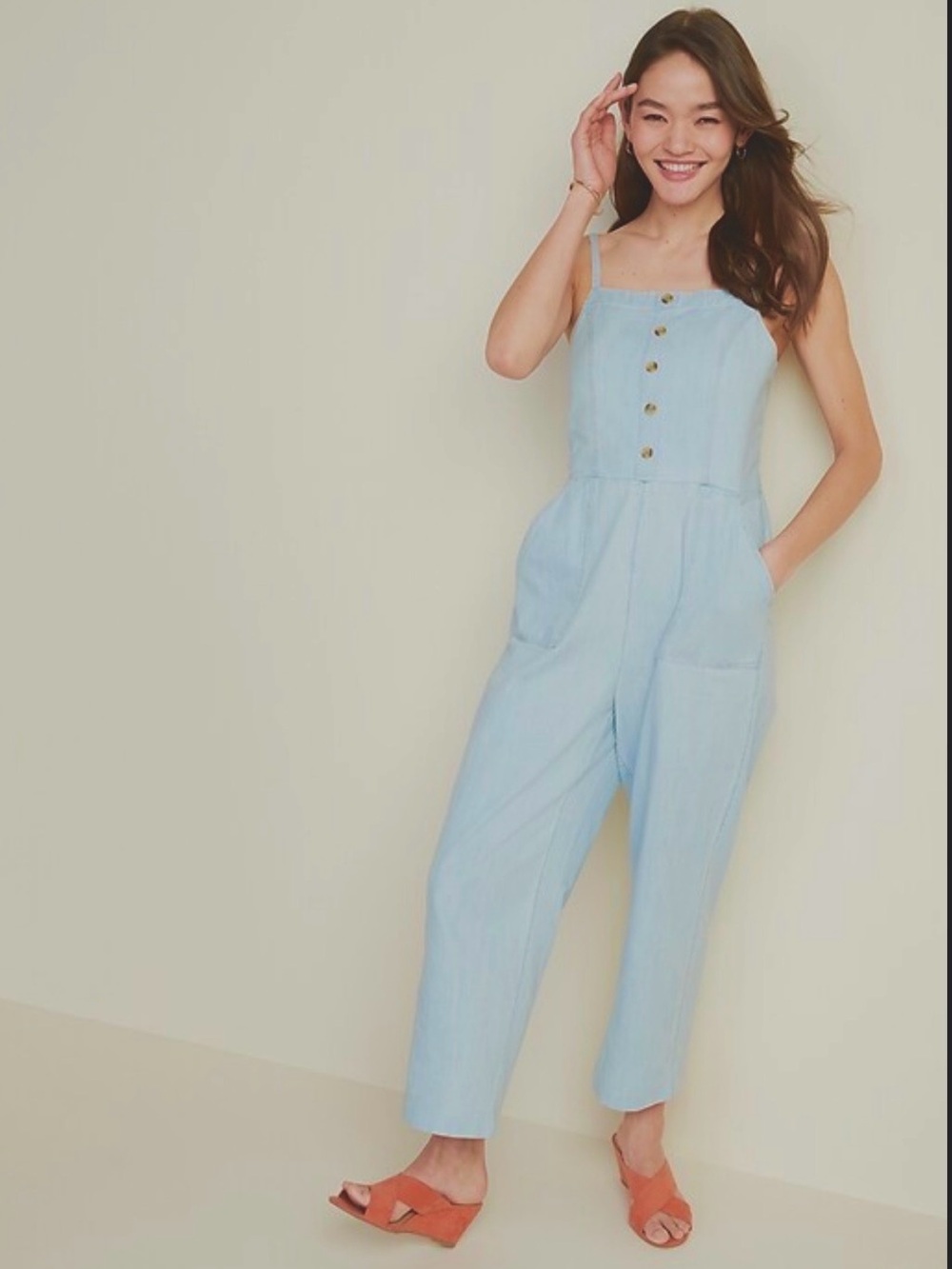 Light Blue Button-Front  Jumpsuit by Old navy - Picture 4 of 12